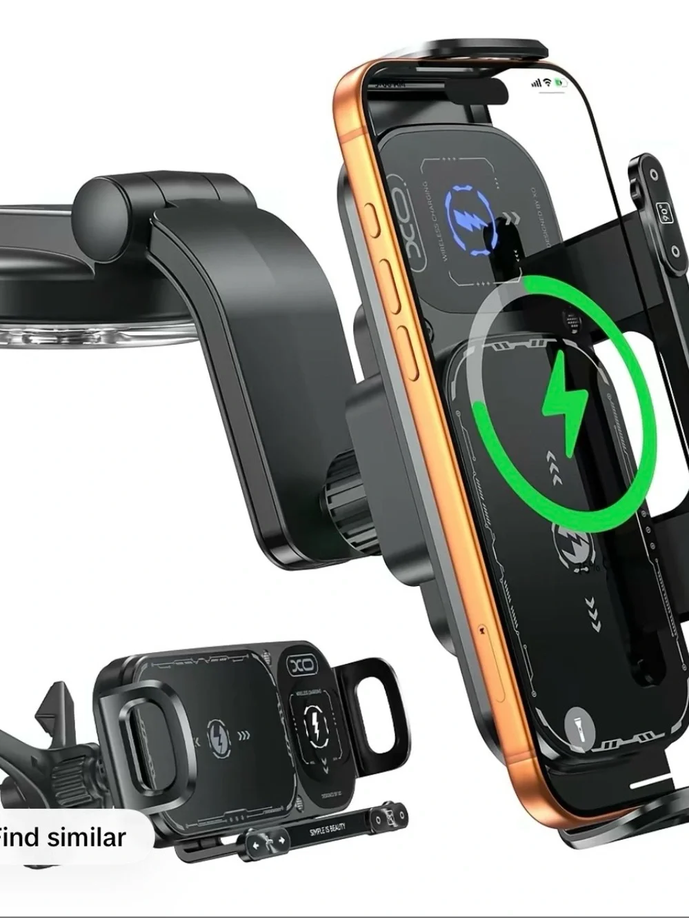 XO Folding Screen Touch Rotation Wireless Charger - Black